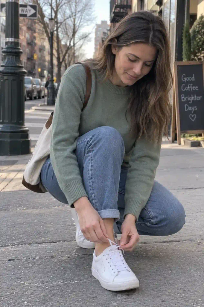 Muted green sweater