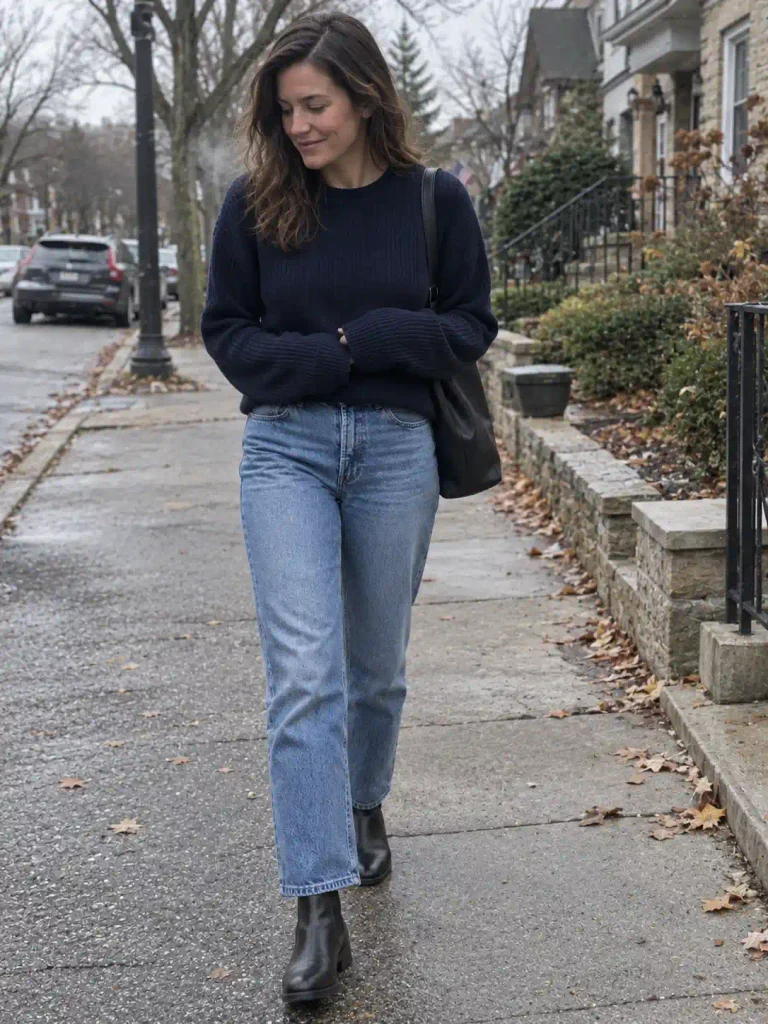 Navy sweater with straight