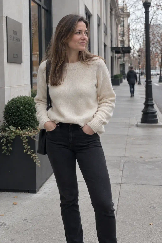 Neutral knit sweater with