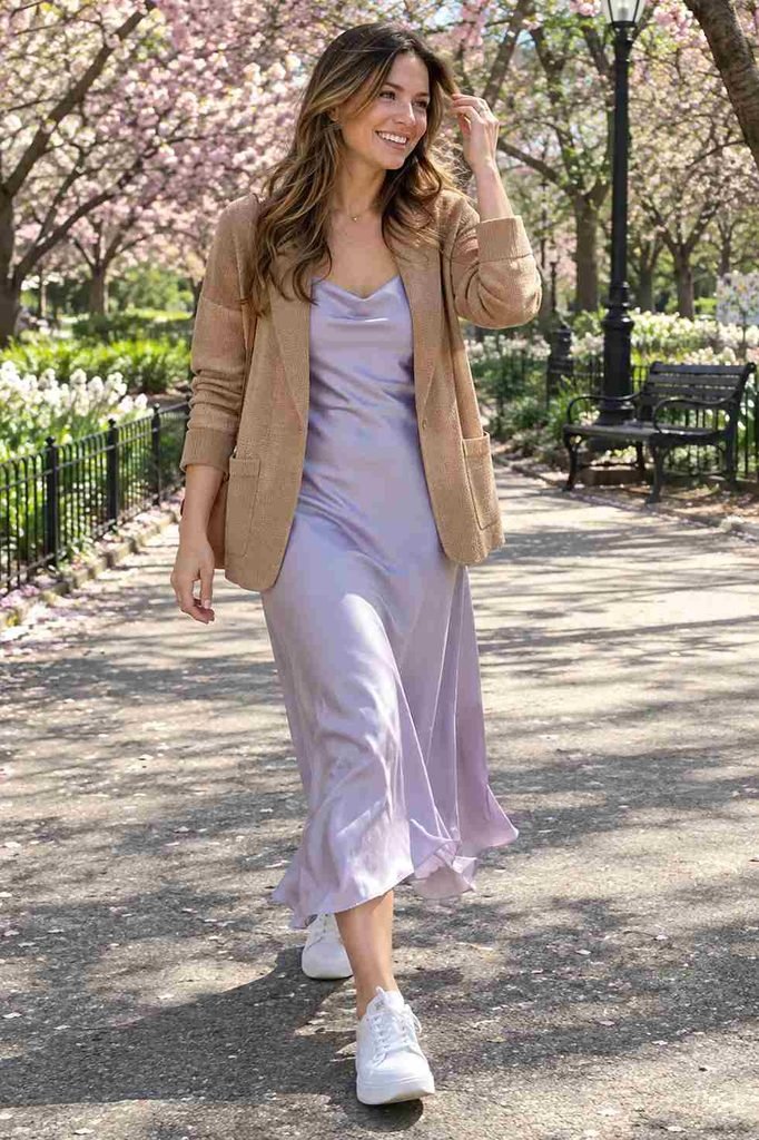 Over a pastel slip dress