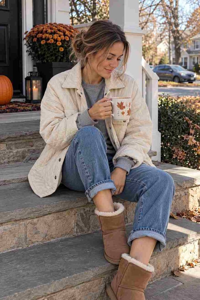 Oversized quilted shacket