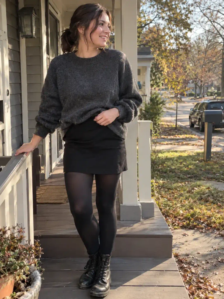 Oversized sweater and combat boots
