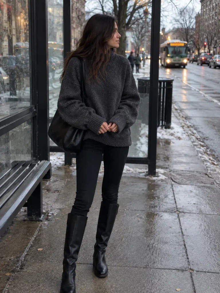 Oversized sweater and skinny jeans
