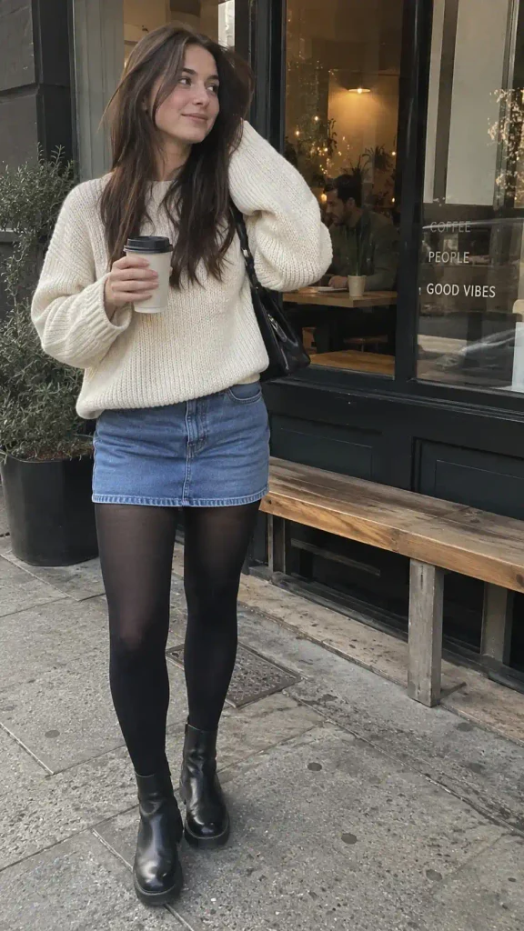 Oversized sweater plus a denim