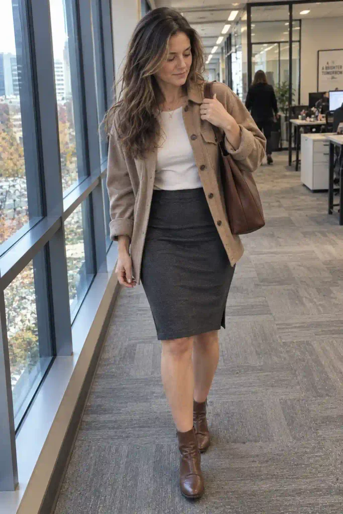 Pencil skirt and ankle boots