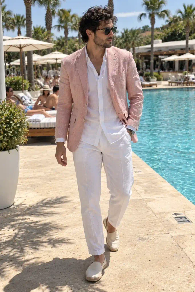 Pink linen blazer