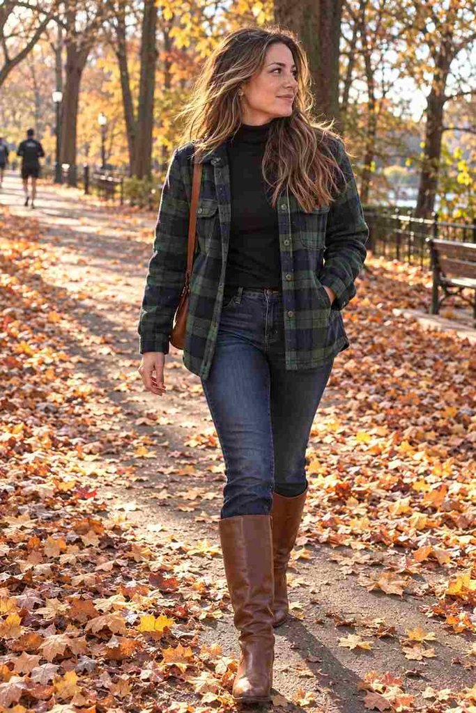 Plaid shacket layered