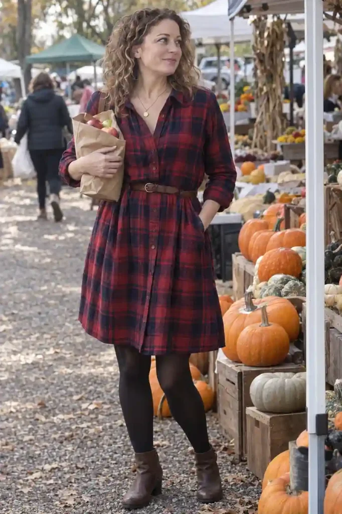Plaid shirt dress