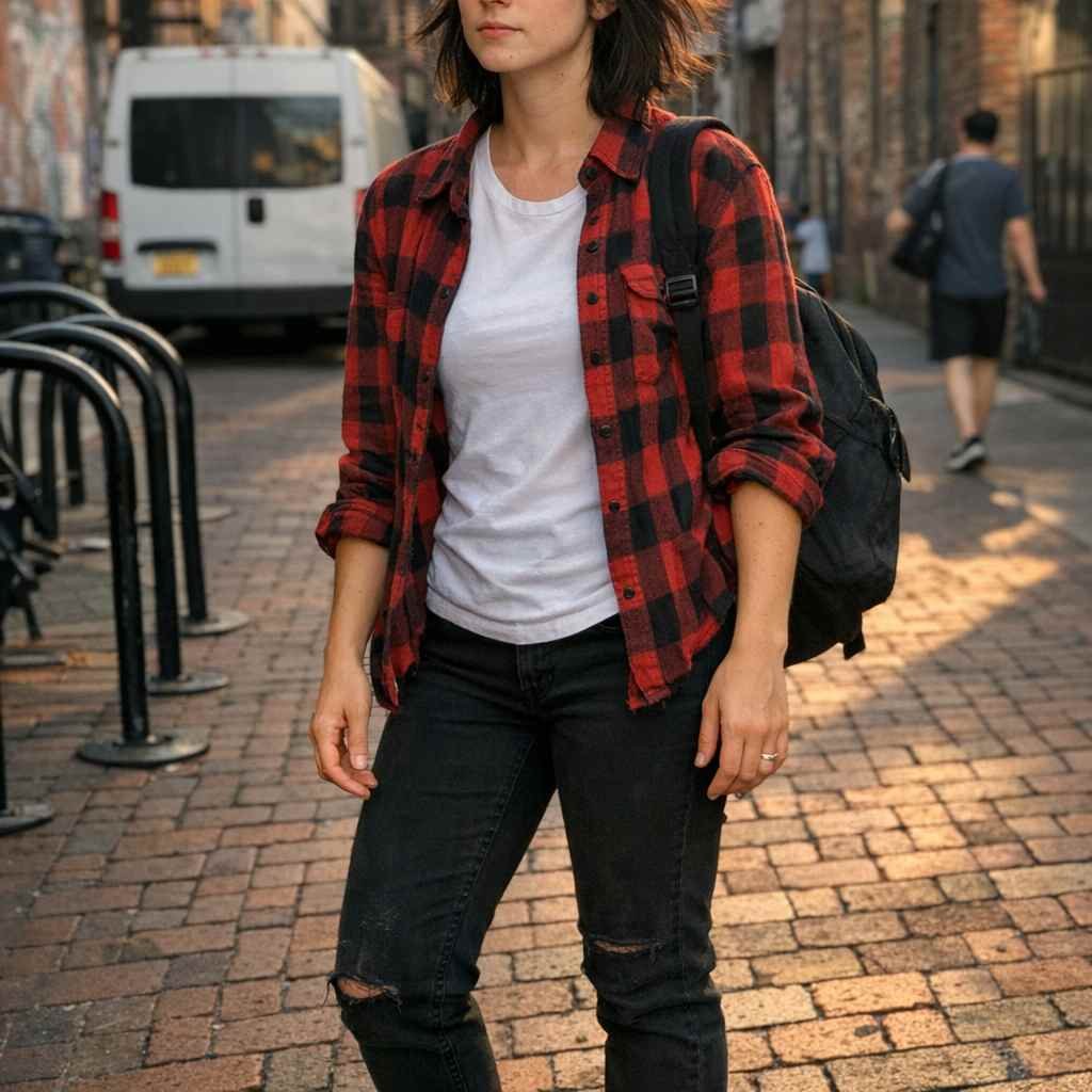 Plaid shirt over a tee