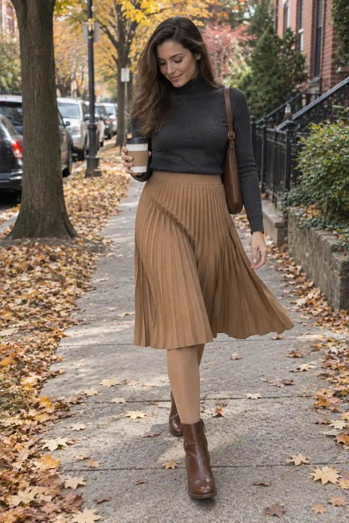 Pleated midi skirt