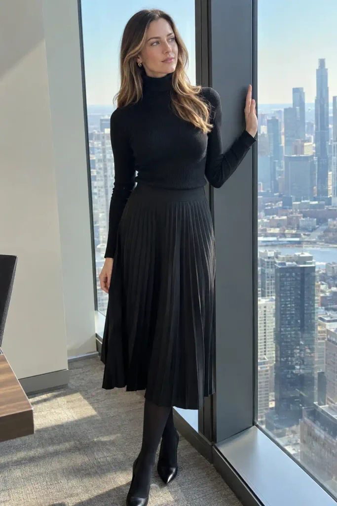 Pleated midi skirt