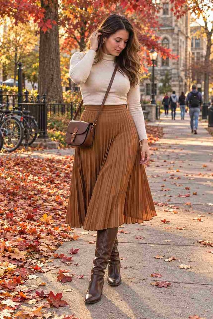 Pleated midi skirt and