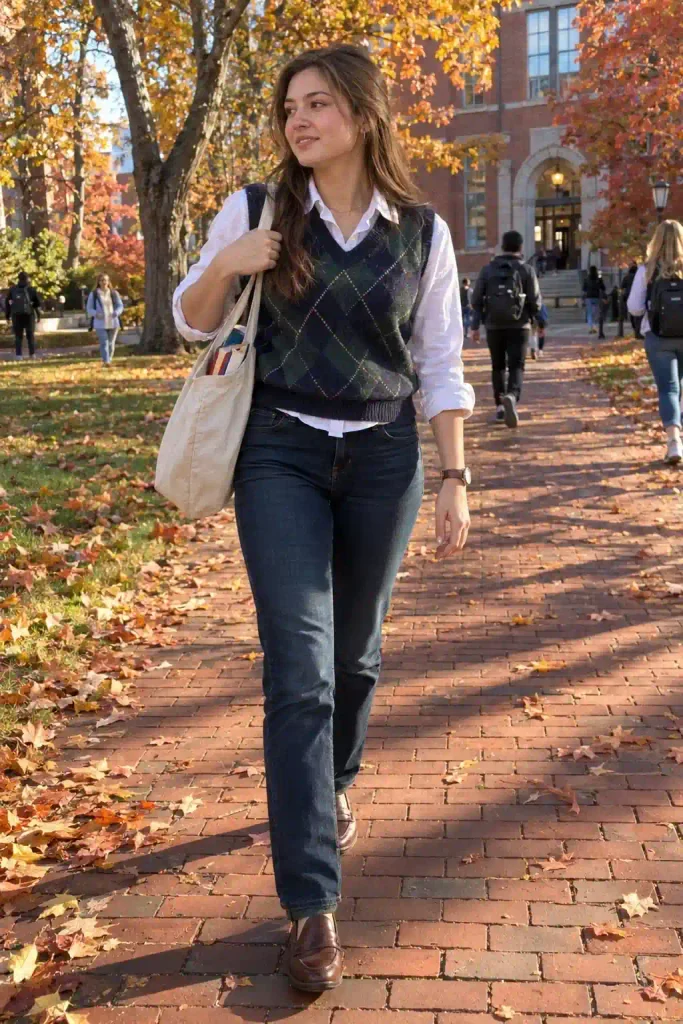 Preppy argyle vest