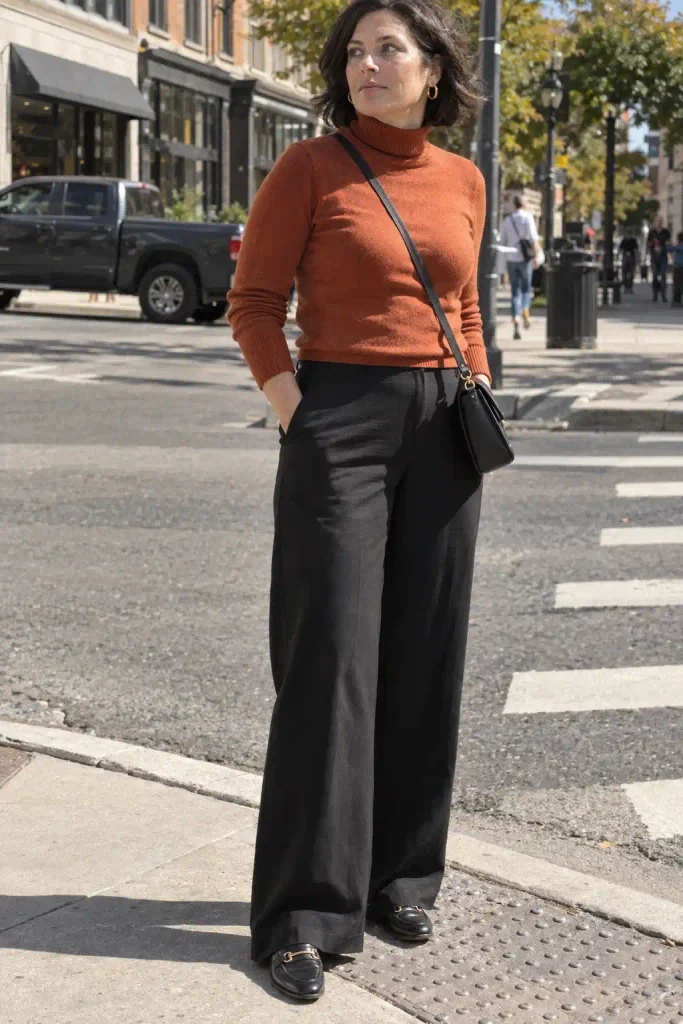 Rust turtleneck and