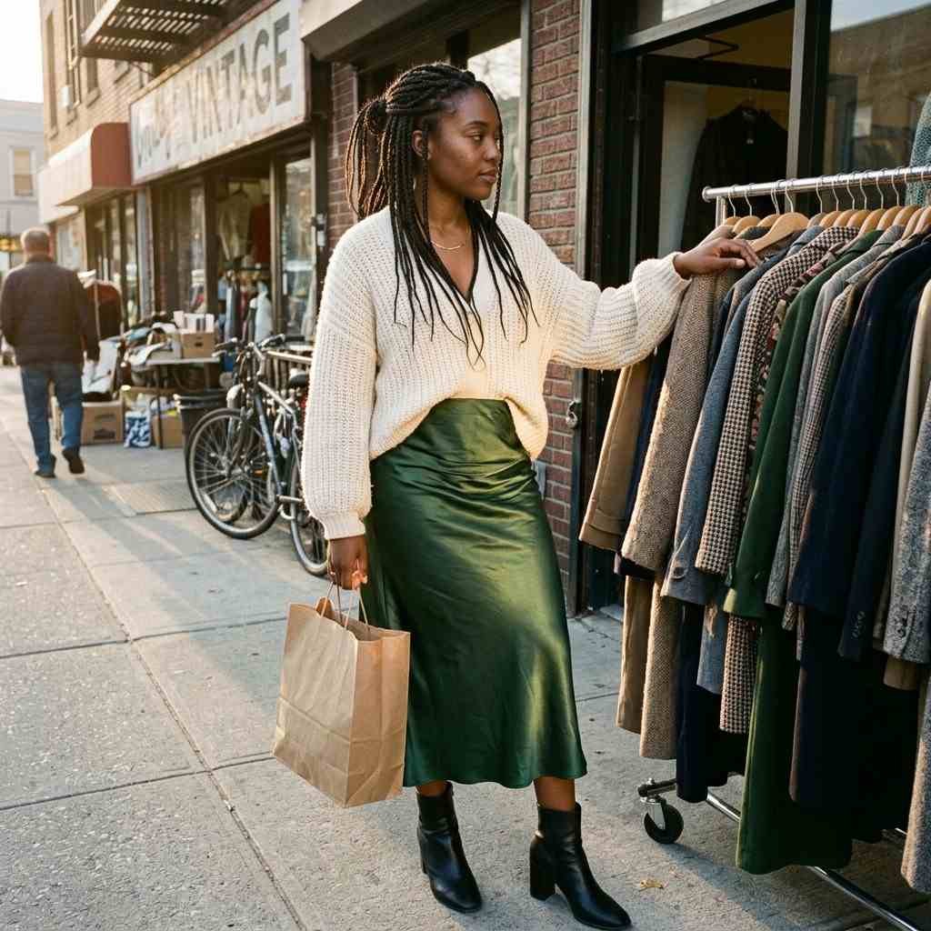 Satin midi skirt