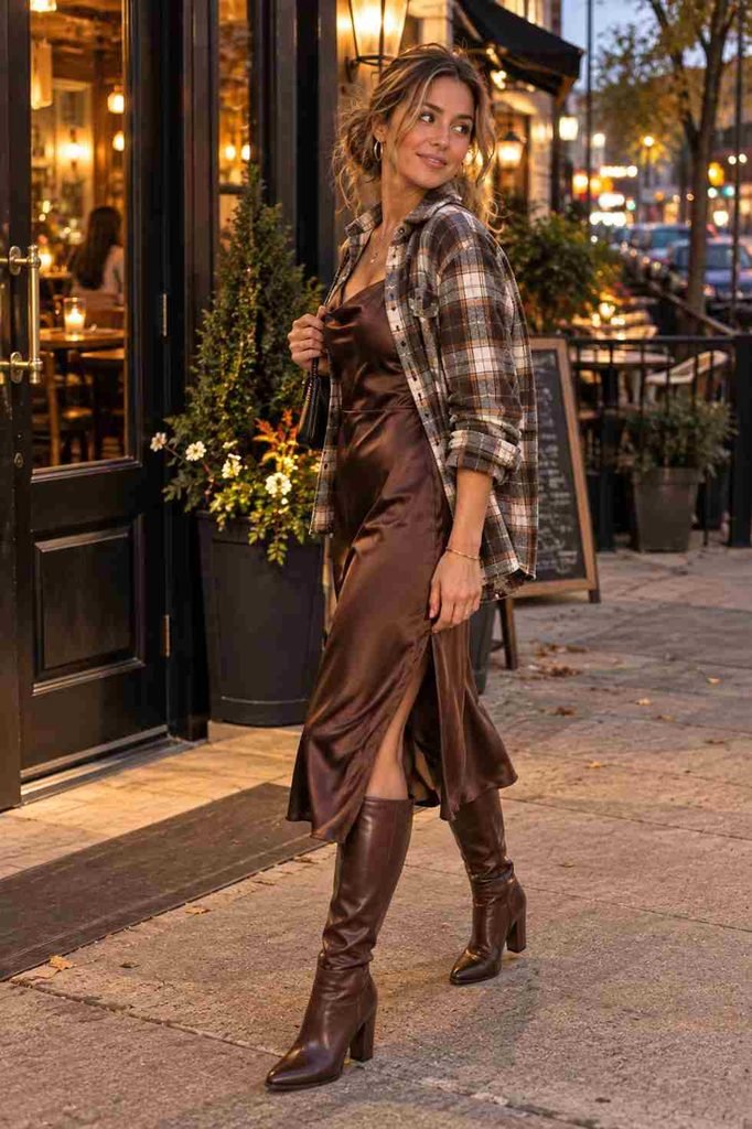 Shacket over a slip dress