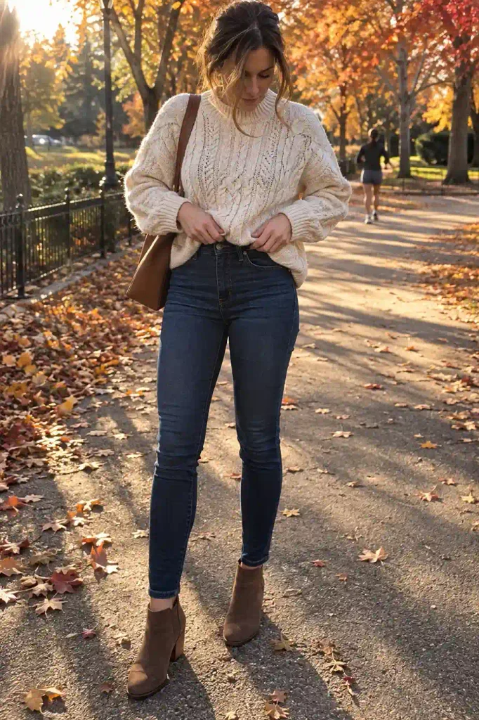 Skinny jeans with a chunky