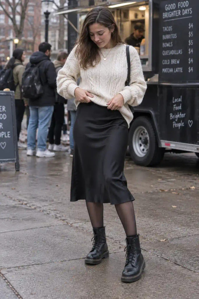Slip midi skirt
