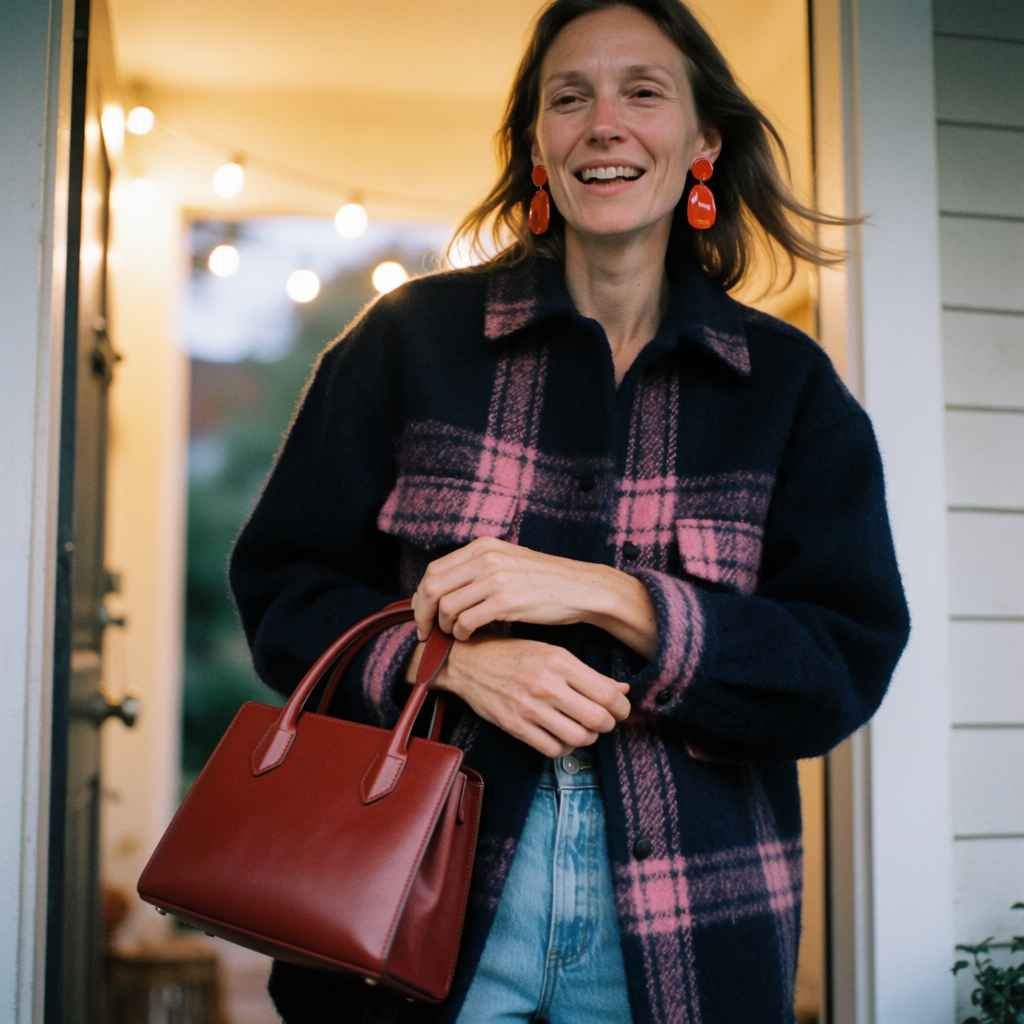 Statement earrings and a shacket dress-up