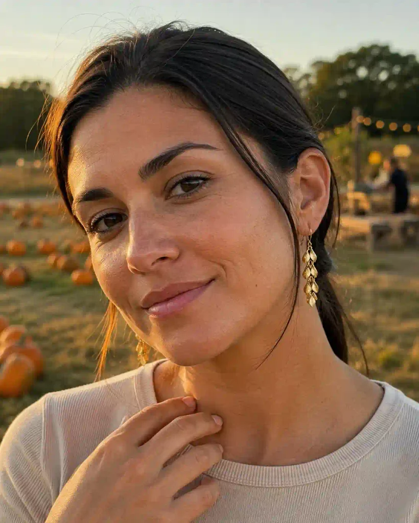 Statement earrings with simple hair