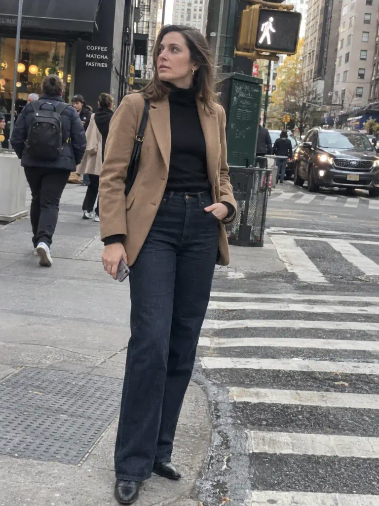 Straight jeans with a mock