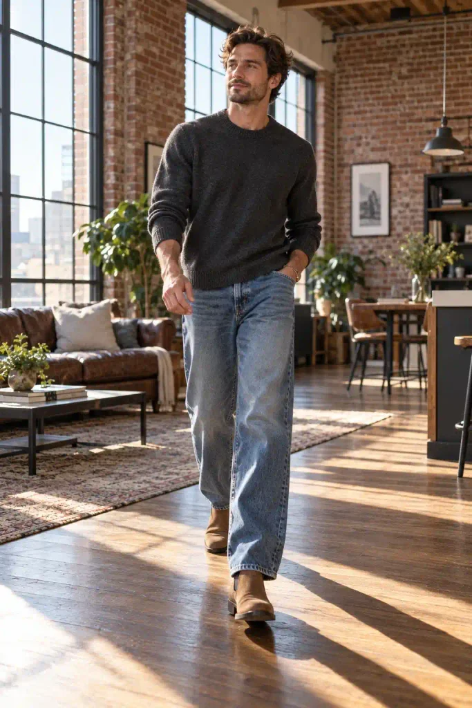 Straight-leg and wide-leg jeans