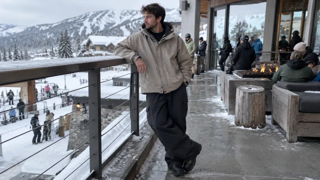 Streetwear-inspired ski fit