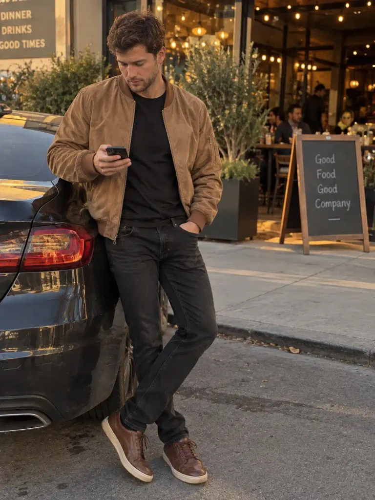Suede bomber jacket