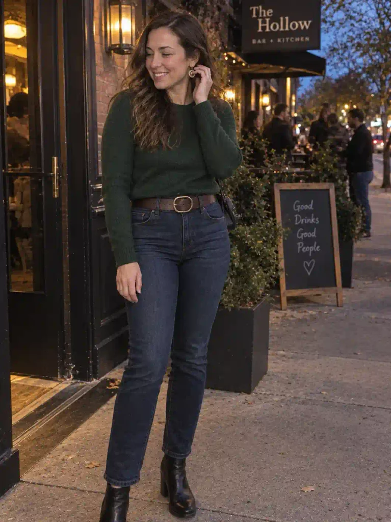 Sweater tucked into jeans