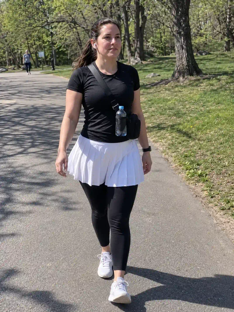Tennis skirt with compression leggings