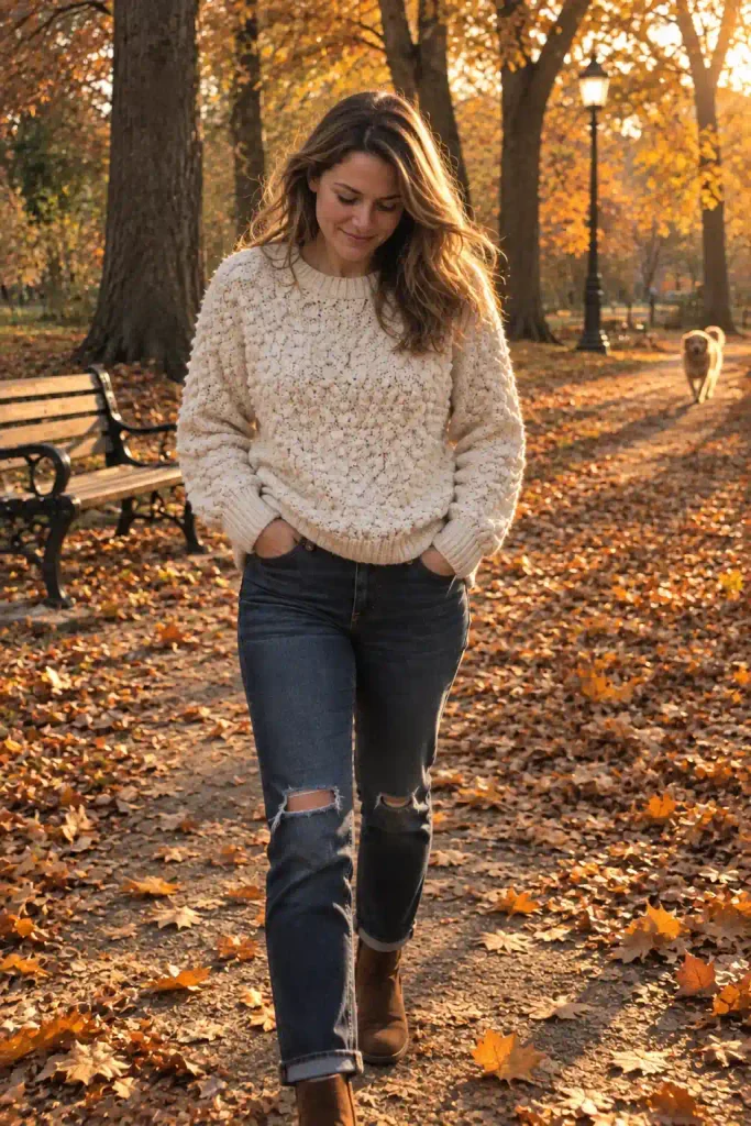 Textured knit sweater with
