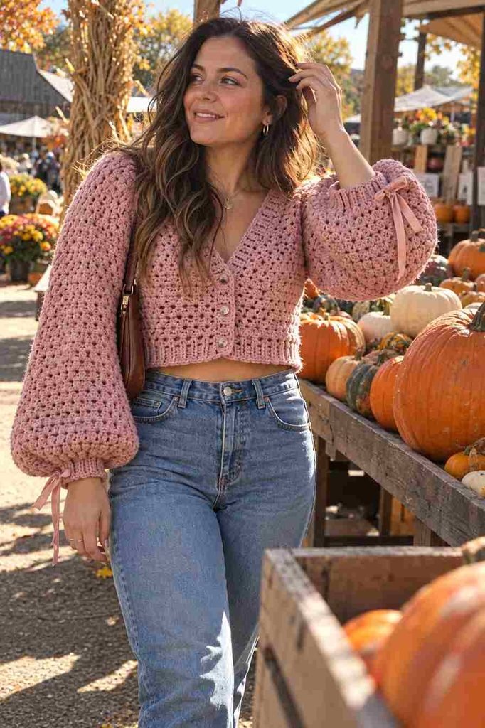 Cropped cardigan with cottage