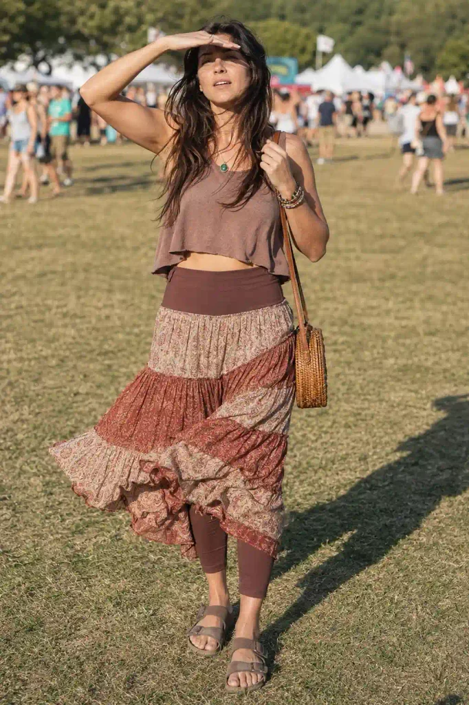  Tiered boho skirt with high-w