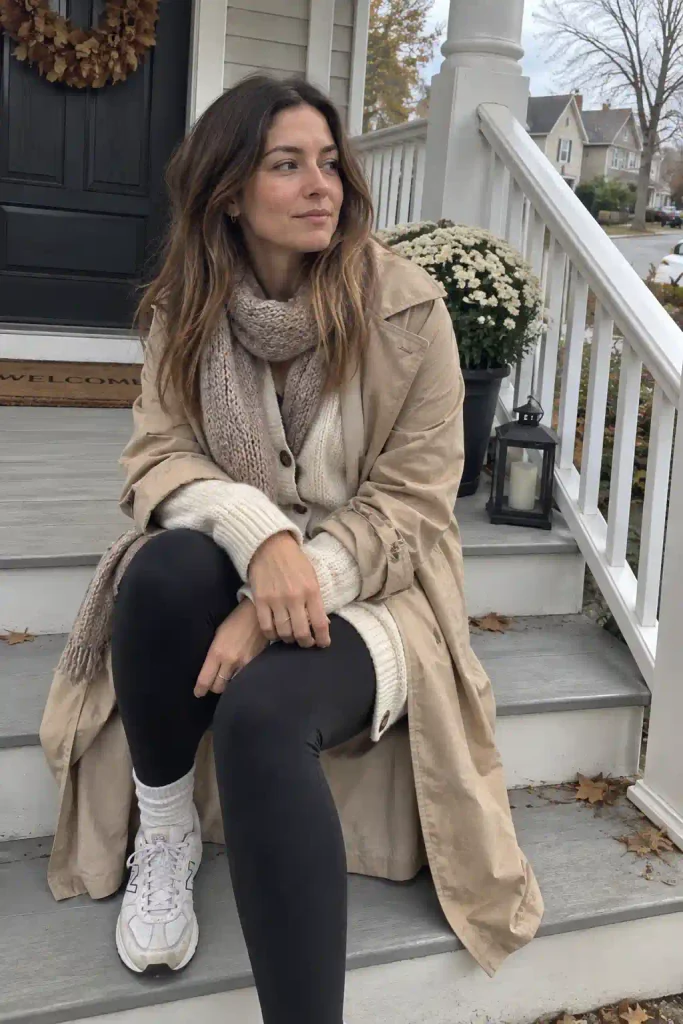 Trench coat over a slip dress.