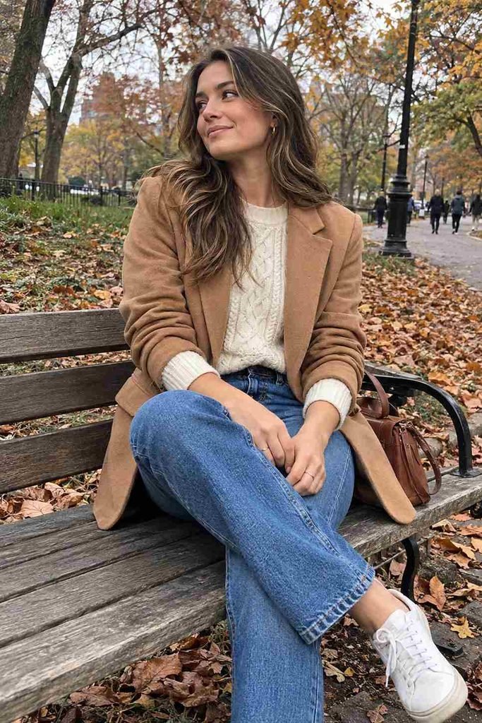 Try a chunky knit sweater underneath