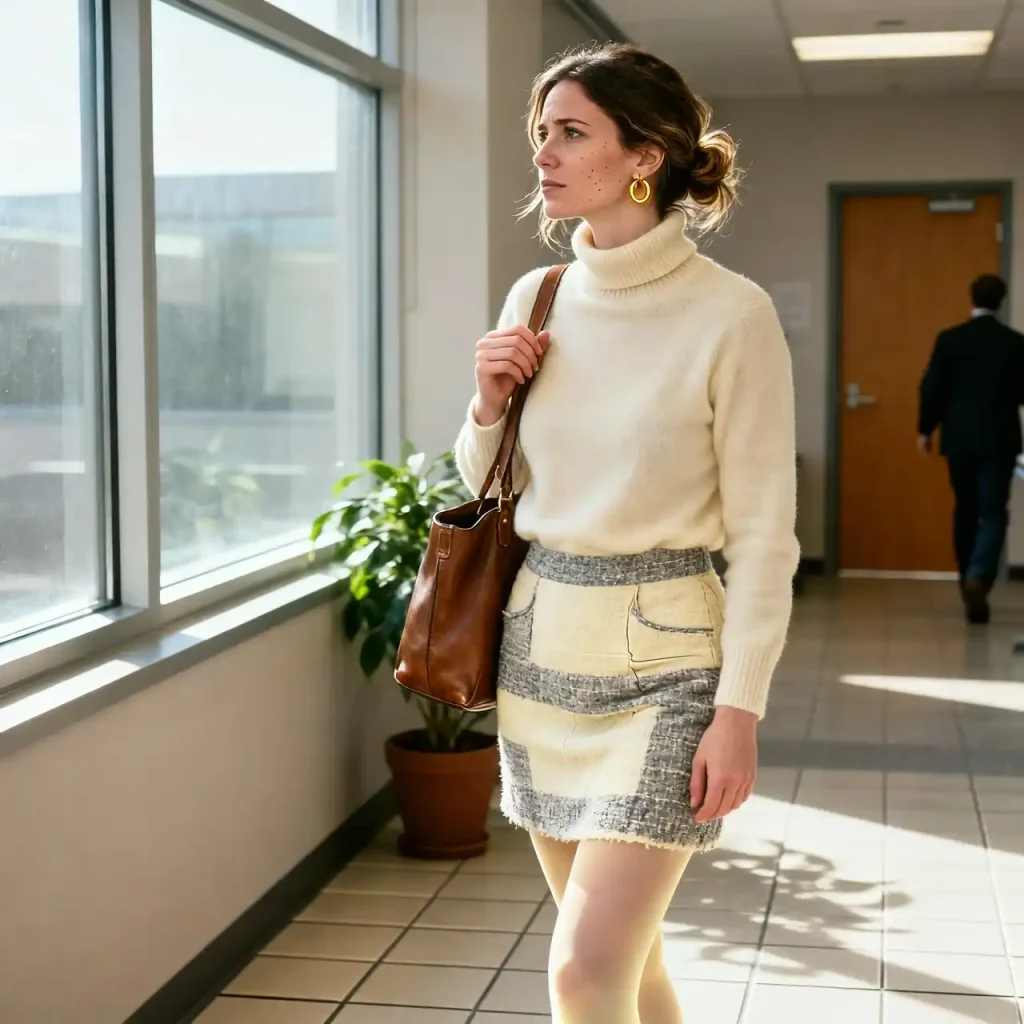 Tweed mini skirt with