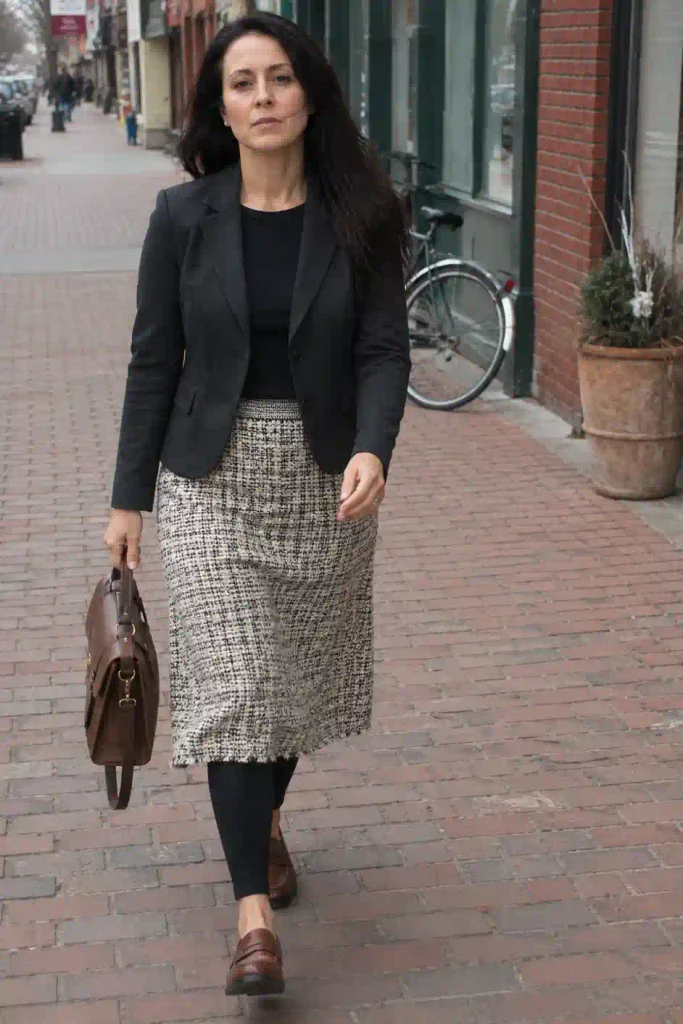 Tweed skirt with textured 
