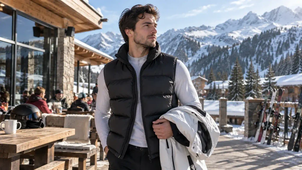 . Vest-layered look for milder days