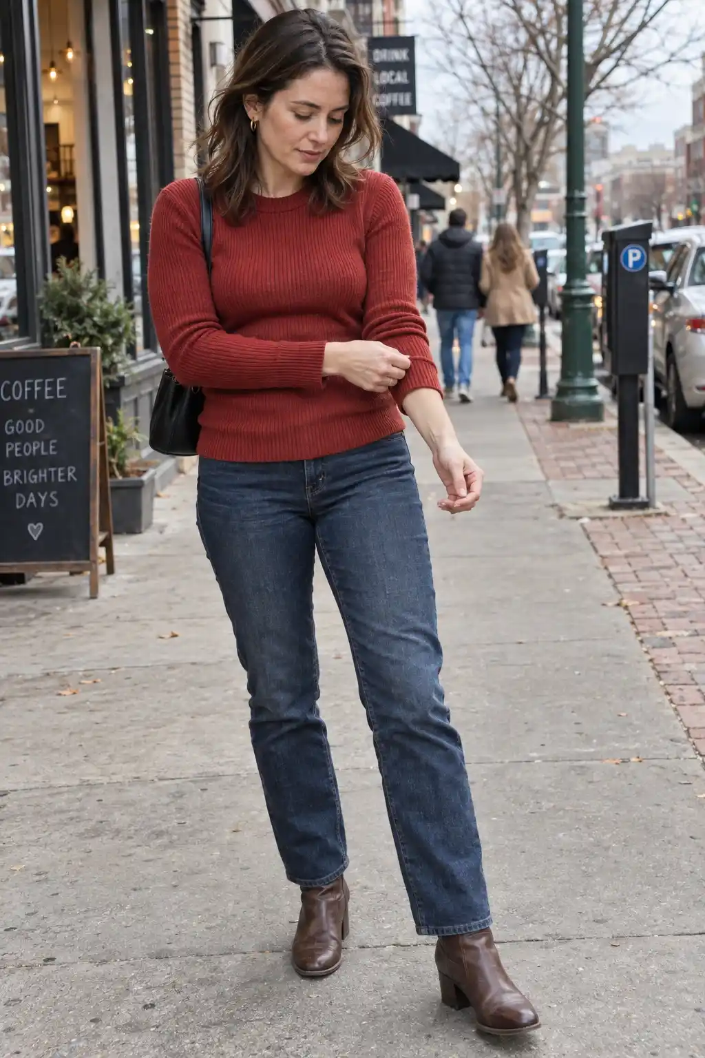 Why a red sweater and jeans just works
