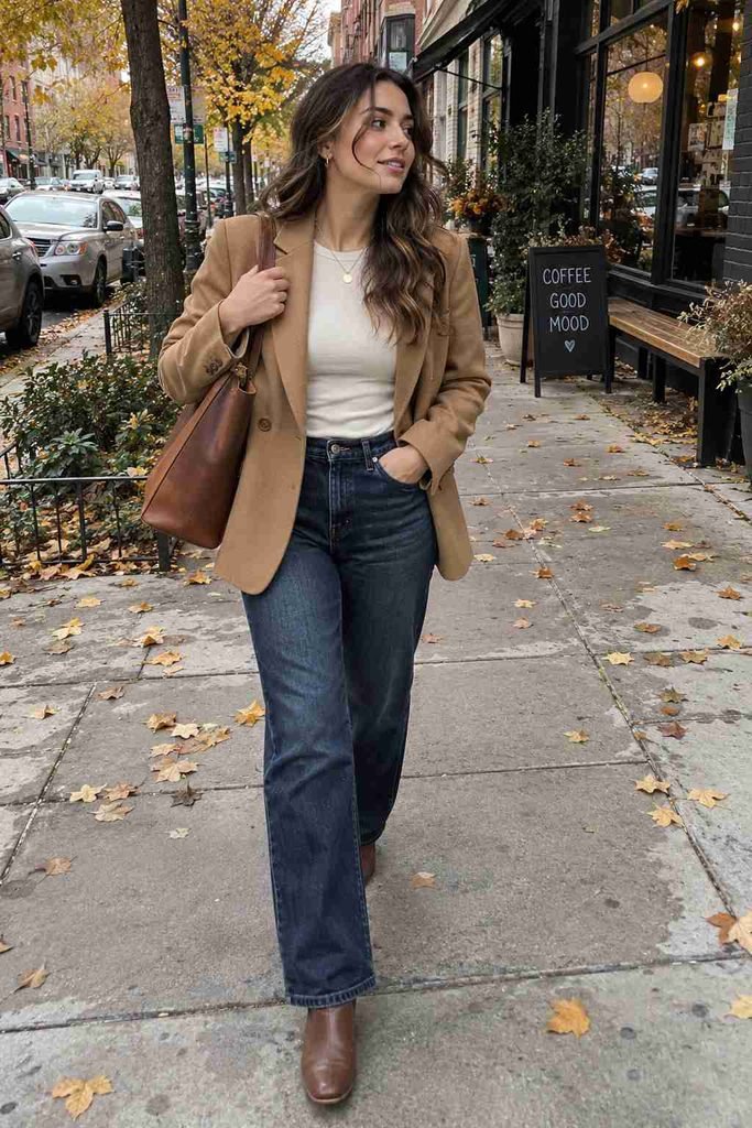 Why jeans and a blazer just work in fall