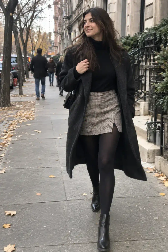 Why mini skirts and tights work so well together