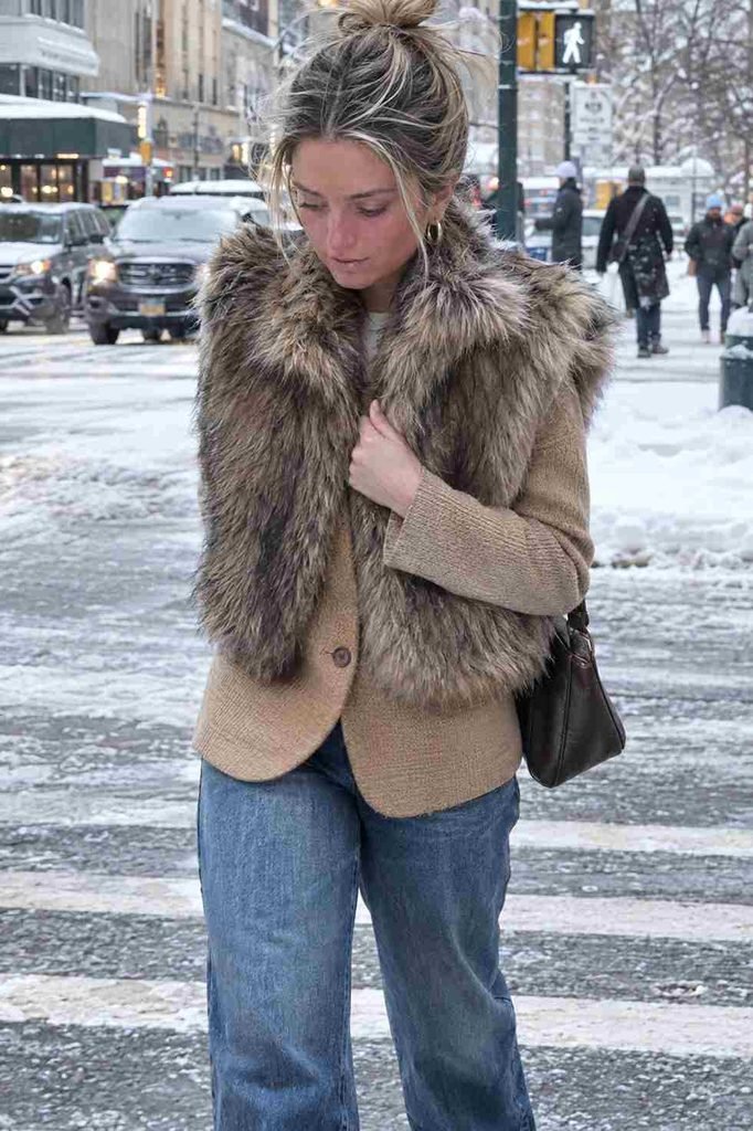 With a faux fur vest for extra warmth