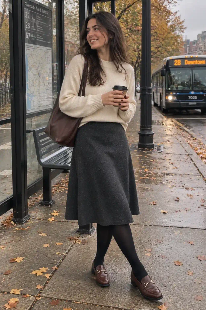Wool midi skirt