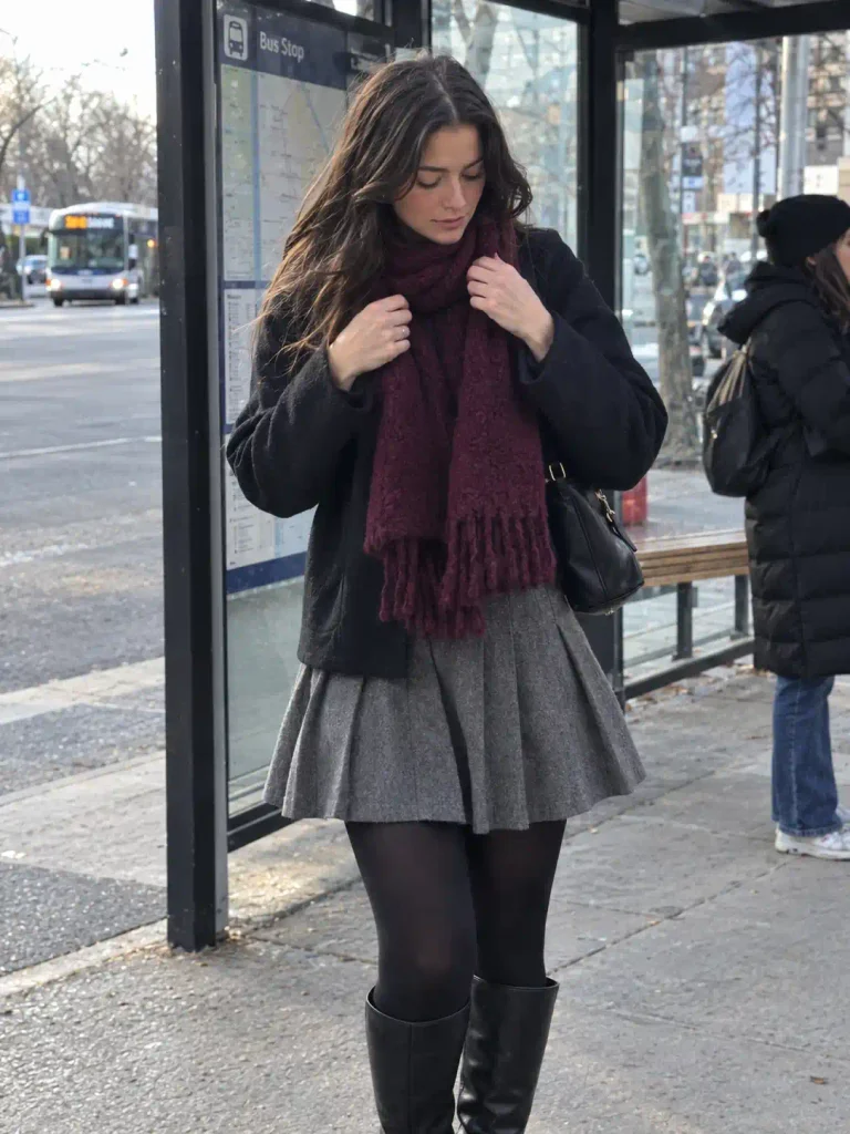 Wool pleated skirt
