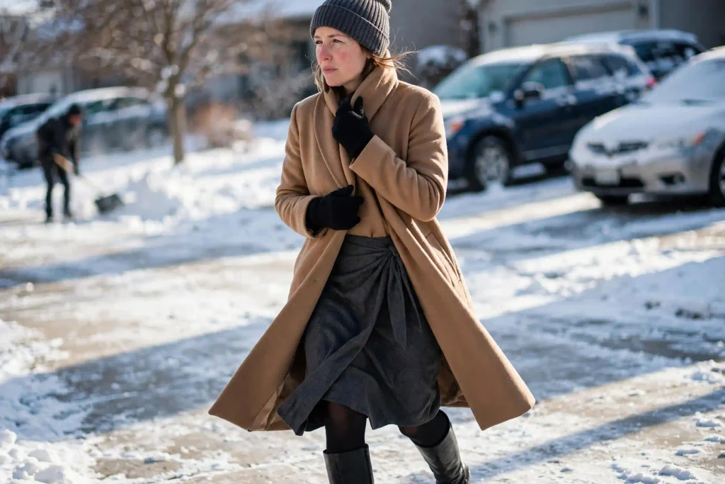 Wool wrap skirt with thick