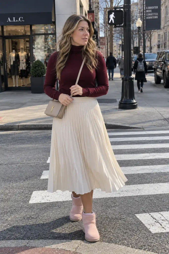 pleated midi skirt with a