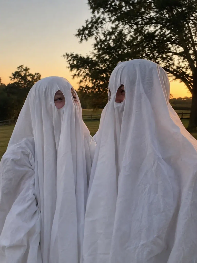 21. Bed sheet ghosts. Cut eye holes, add belts. It's not clever, but it works, and you'll have leftover time to actually enjoy the party.