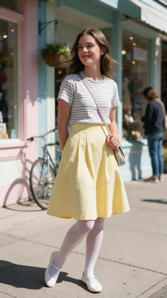 line skirt in pastel