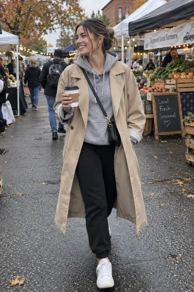 nch coat over a chunky sweate
