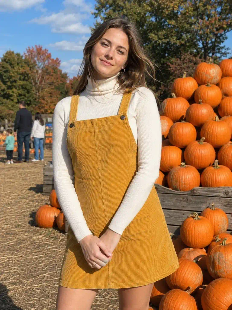 rduroy pinafore over a fitte